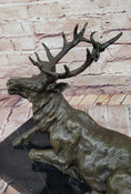 Load image into Gallery viewer, Stag Buck Elk Deer Laying Down - Bronze Wildlife Sculpture by Milo on Marble Base