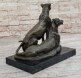 Load image into Gallery viewer, Impressionist Bronze Art Sculpture of a Pair of Female Lions Lionesses on Marble Base