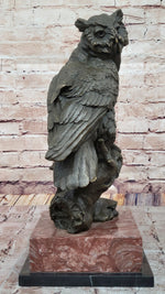 Milo Watchful Owl on Branch – Intricately Detailed Bronze Sculpture with Marble Base