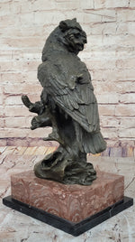 Milo Watchful Owl on Branch – Intricately Detailed Bronze Sculpture with Marble Base