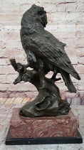 Load image into Gallery viewer, Milo Watchful Owl on Branch – Intricately Detailed Bronze Sculpture with Marble Base