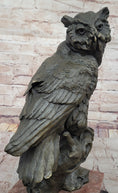 Load image into Gallery viewer, Milo Watchful Owl on Branch – Intricately Detailed Bronze Sculpture with Marble Base