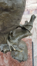 Milo Watchful Owl on Branch – Intricately Detailed Bronze Sculpture with Marble Base