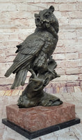 Load image into Gallery viewer, Milo Watchful Owl on Branch – Intricately Detailed Bronze Sculpture with Marble Base