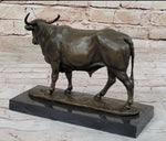 Bronze Bull Cow Cattle Sculpture Statue Figure on Marble Base by Milo