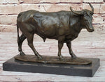 Bronze Bull Cow Cattle Sculpture Statue Figure on Marble Base by Milo