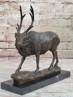 Signed Milo Male Deer Stag Buck Wildlife Bronze Sculpture Statue Figurine Art