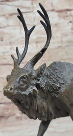 Signed Milo Male Deer Stag Buck Wildlife Bronze Sculpture Statue Figurine Art