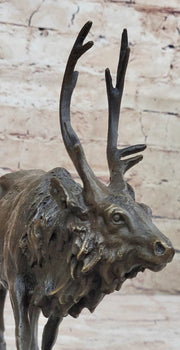 Signed Milo Male Deer Stag Buck Wildlife Bronze Sculpture Statue Figurine Art