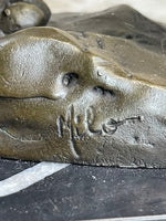 Panther Mountain Lion Big Cat Bronze Statue Sculpture Figure on Marble Base