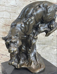 Load image into Gallery viewer, Pouncing Cougar Mountain Lion Cat Bronze Statue Sculpture Figure 11.5" x 12"