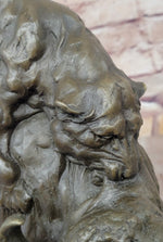 Fierce Lion vs. Buffalo – Hot Cast Bronze Wildlife Sculpture by Milo