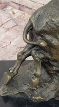 Load image into Gallery viewer, Fierce Lion vs. Buffalo – Hot Cast Bronze Wildlife Sculpture by Milo
