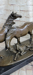 Load image into Gallery viewer, HORSES HARMONY STALLION BRONZE SCULPTURE STATUE HOT CAST MARBLE BASE FIGURINE SA