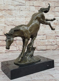 Load image into Gallery viewer, Jumping Wild Horse Mustang Stallion Bronze Sculpture Statue on Marble Base