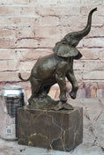 Load image into Gallery viewer, Elephant Standing on Hind Legs Bronze Figure Statue Sculpture Signed Art on Marble Base