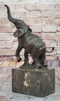 Load image into Gallery viewer, Elephant Standing on Hind Legs Bronze Figure Statue Sculpture Signed Art on Marble Base