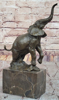 Load image into Gallery viewer, Elephant Standing on Hind Legs Bronze Figure Statue Sculpture Signed Art on Marble Base