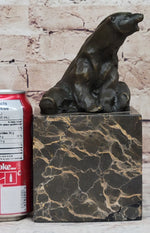 Art Deco Stylish Polar Bear Bronze Sculpture Marble Base Figurine Figure Hotcast