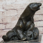 Art Deco Stylish Polar Bear Bronze Sculpture Marble Base Figurine Figure Hotcast