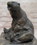 Art Deco Stylish Polar Bear Bronze Sculpture Marble Base Figurine Figure Hotcast