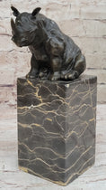 Load image into Gallery viewer, Signed Milo African Rhinoceros Rhino Bronze Figurine Sculpture Statue on Marble Base