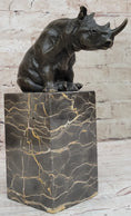 Load image into Gallery viewer, Signed Milo African Rhinoceros Rhino Bronze Figurine Sculpture Statue on Marble Base