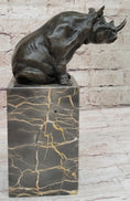 Load image into Gallery viewer, Signed Milo African Rhinoceros Rhino Bronze Figurine Sculpture Statue on Marble Base