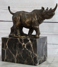 Load image into Gallery viewer, Rhinoceros Rhino Bronze Metal Sculpture Statue Bookend Figure Marble Base
