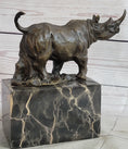 Load image into Gallery viewer, Rhinoceros Rhino Bronze Metal Sculpture Statue Bookend Figure Marble Base