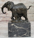 Load image into Gallery viewer, Miniature Elephant Bronze Metal Figurine Sculpture on Marble Base Signed Original
