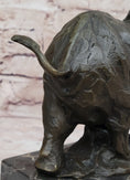 Load image into Gallery viewer, Miniature Elephant Bronze Metal Figurine Sculpture on Marble Base Signed Original