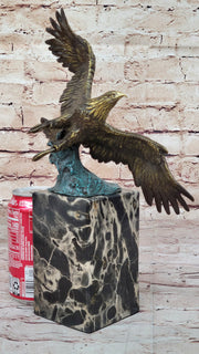 Art Deco Multi Color Patina American Bald Eagle Classic Bronze Statue Artwork