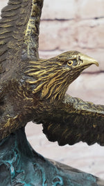 Art Deco Multi Color Patina American Bald Eagle Classic Bronze Statue Artwork