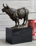 Load image into Gallery viewer, Hot Cast Bronze Metal Bull Cattle Cow Sculpture Statue Figure on Marble Base