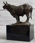Load image into Gallery viewer, Hot Cast Bronze Metal Bull Cattle Cow Sculpture Statue Figure on Marble Base