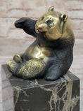 Load image into Gallery viewer, Real Bronze Panda Bear Bronze Figurine Sculpture on Marble Base by Milo