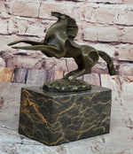 Abstract Modern Contemporary Horse Figurine Bronze Sculpture on Marble Base