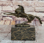 Abstract Modern Contemporary Horse Figurine Bronze Sculpture on Marble Base