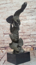 Load image into Gallery viewer, Two American Bald Eagles Fighting Bronze Sculpture Statue Decor Signed Original Art