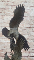 Load image into Gallery viewer, Two American Bald Eagles Fighting Bronze Sculpture Statue Decor Signed Original Art