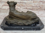 Art Deco Large Female African Wildlife Lion Bronze Sculpture Marble Statue Decor