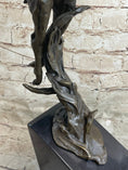 Load image into Gallery viewer, Elk Deer Caribou Stag Buck Jumping Bronze Statue Sculpture on Marble Base
