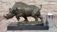 Load image into Gallery viewer, Hot Cast Bronze Rhinoceros Rhino Sculpture Statue Figure on Marble Base