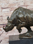 Load image into Gallery viewer, Hot Cast Bronze Rhinoceros Rhino Sculpture Statue Figure on Marble Base
