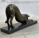 Greyhound or Saluki Racing Dog Bronze Statue Sculpture Figure on Marble Base 6