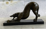 Greyhound or Saluki Racing Dog Bronze Statue Sculpture Figure on Marble Base 6