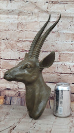 Graceful Gazelle Bronze Sculpture Bust with Intricate Details - Wall Mounted