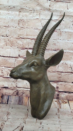 Graceful Gazelle Bronze Sculpture Bust with Intricate Details - Wall Mounted