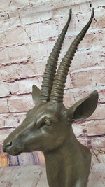 Graceful Gazelle Bronze Sculpture Bust with Intricate Details - Wall Mounted